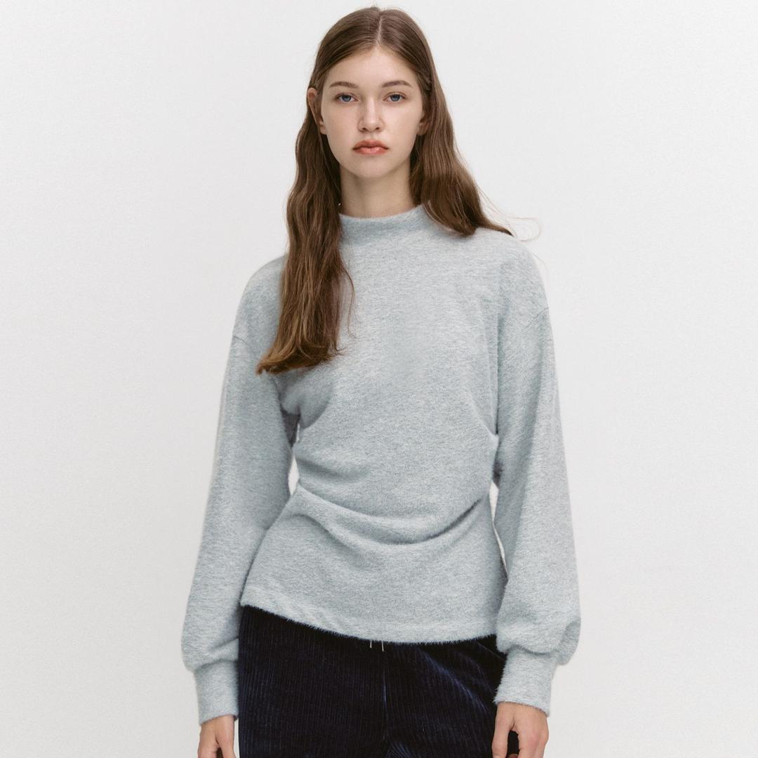 Mockneck Drop Shoulder sweatshirt MELANGE GRAY