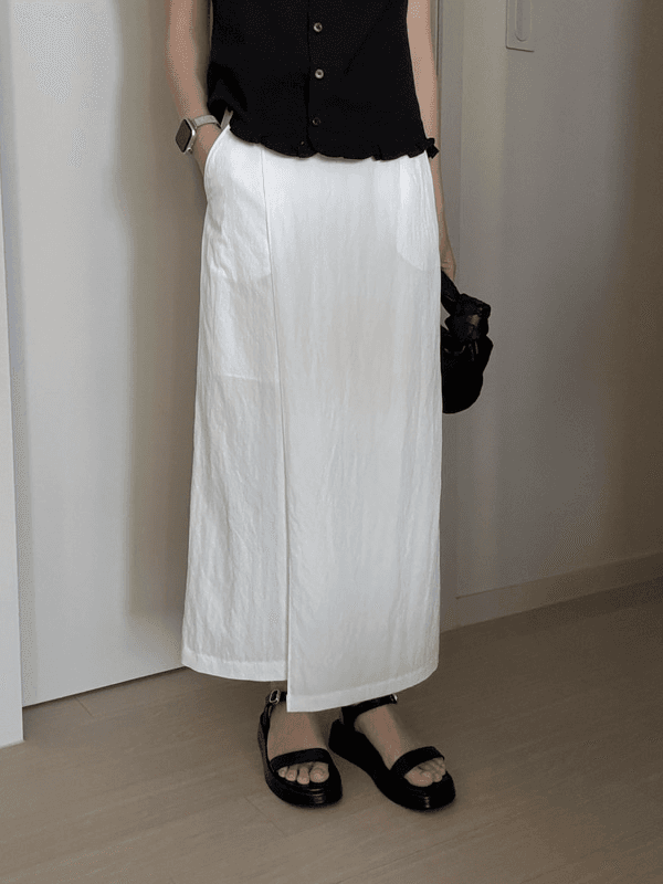 퍼지 랩 롱 스커트 3color