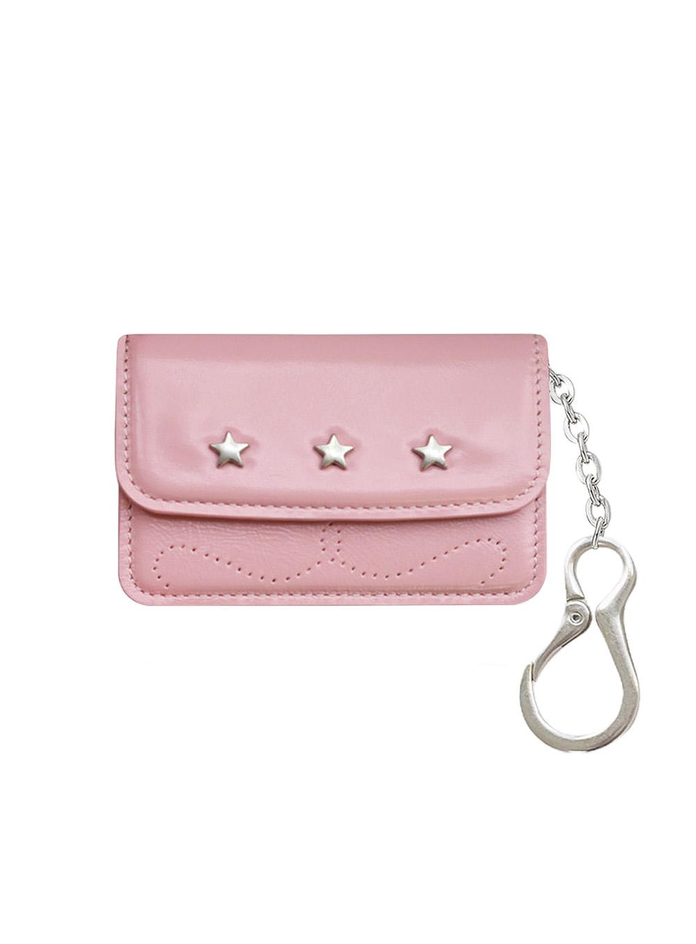 Star Stud Accordion Card Case (Bubble gum Pink)