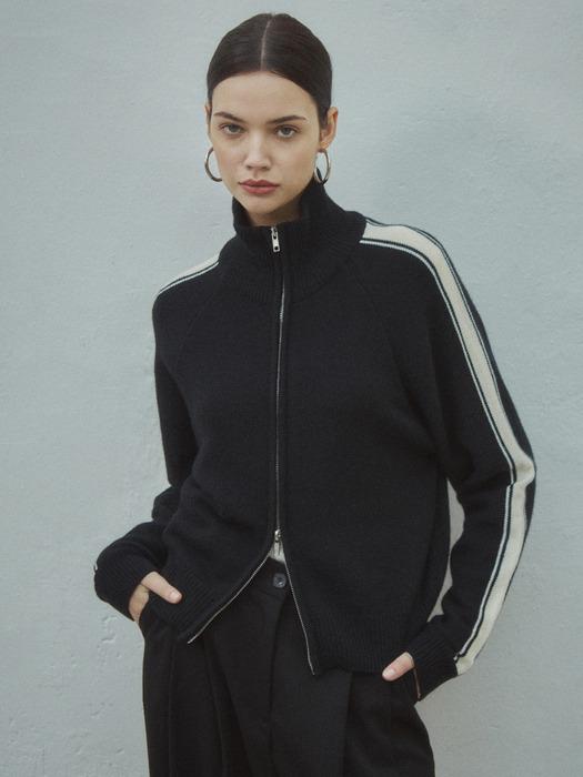 Authentic Track Zip-up Cashmere Wool Knit _CTK201(Black)