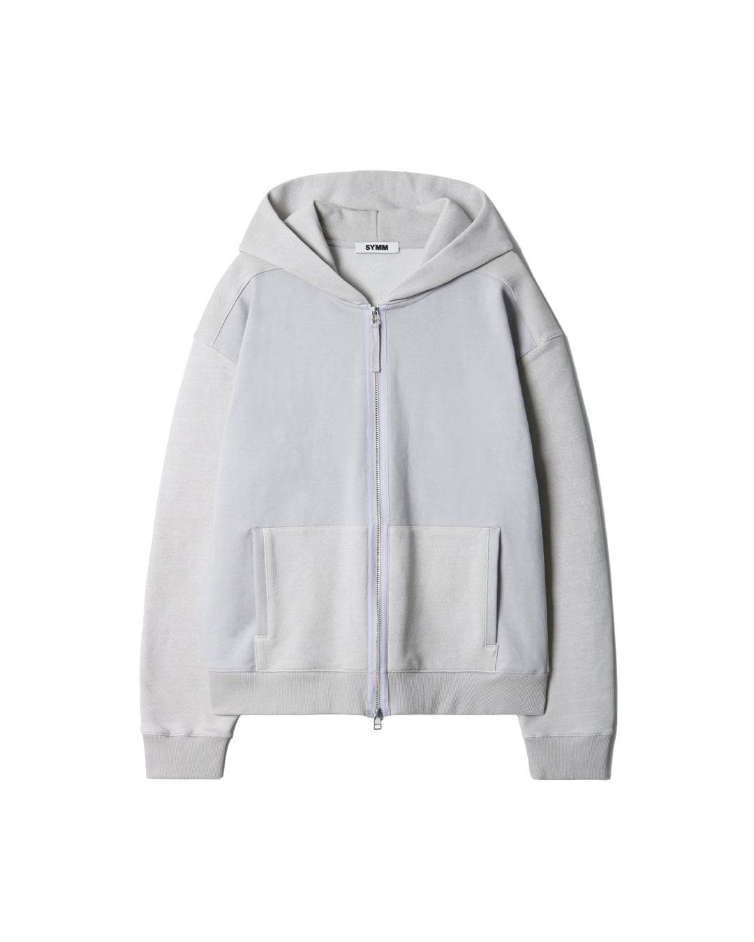 Paneled Zip Hoodie (Light Grey)