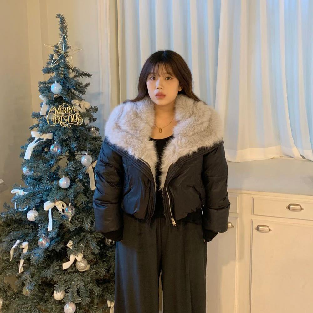 헤이즐 퍼 카라 숏 패딩