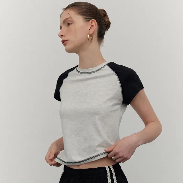 Signature Logo Raglan Half T-Shirt_CTT350(White Melange)