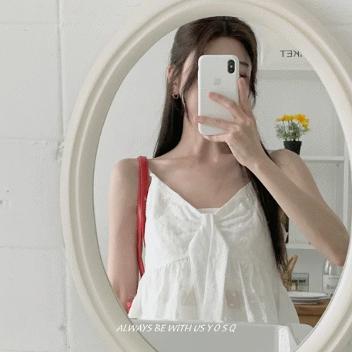 [러블리🎀] 에이드 리본 쉬폰 끈 나시 레이어드 블라우스 / 여름 타이블라우스 뷔스티에 셔링 프릴 하객룩