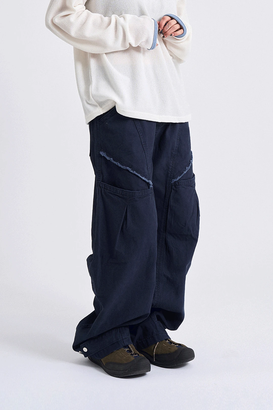 커브 포켓 햄 스트랩 팬츠