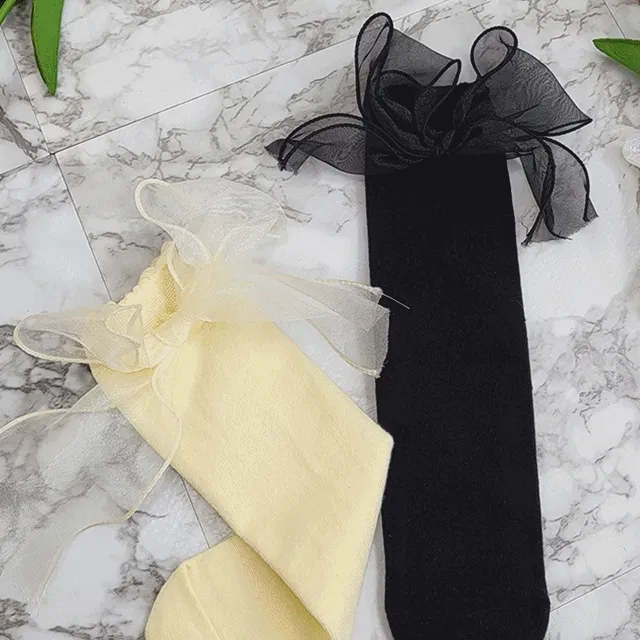 [러블리아이템] 시스루 뒷 리본포인트 발목 양말