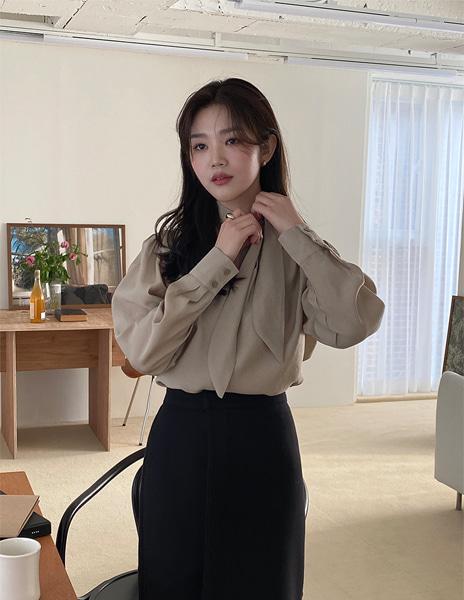 데이프 블라우스 (2color/베이지 단독주문시당일발송)