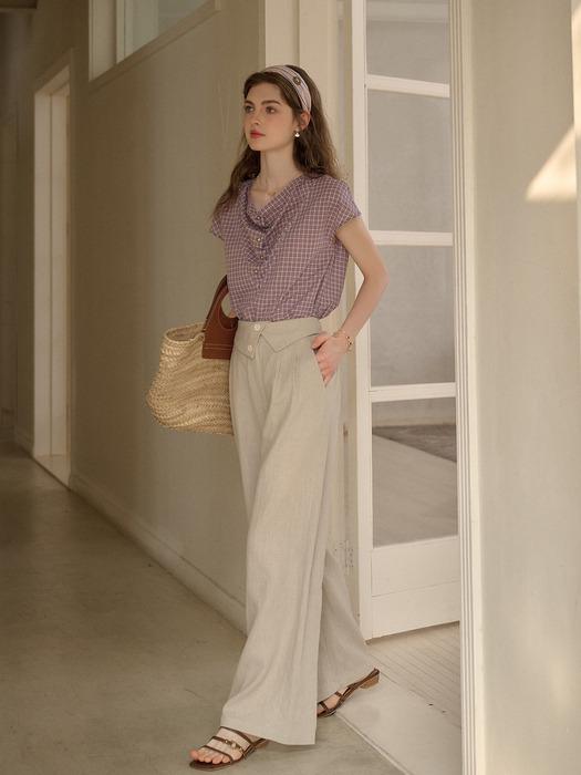 SR_Ramie french wide-leg pants