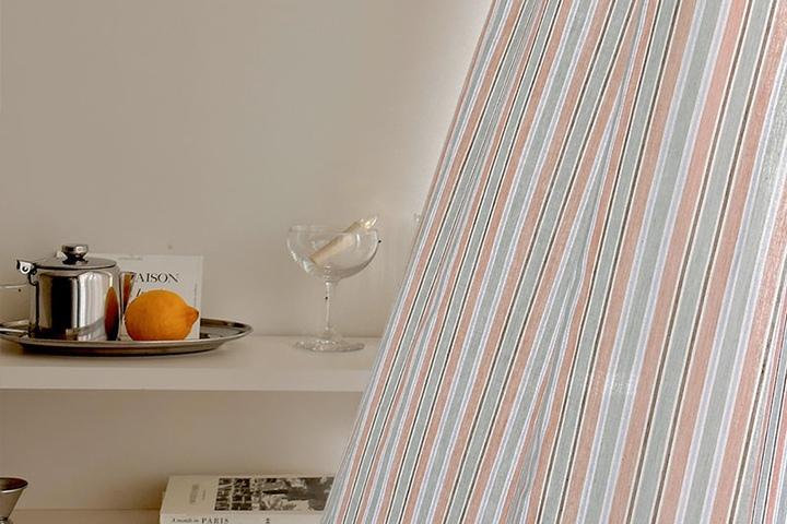 프라하 스트라이프 커튼 (내추럴그린+오렌지) 2type 5size