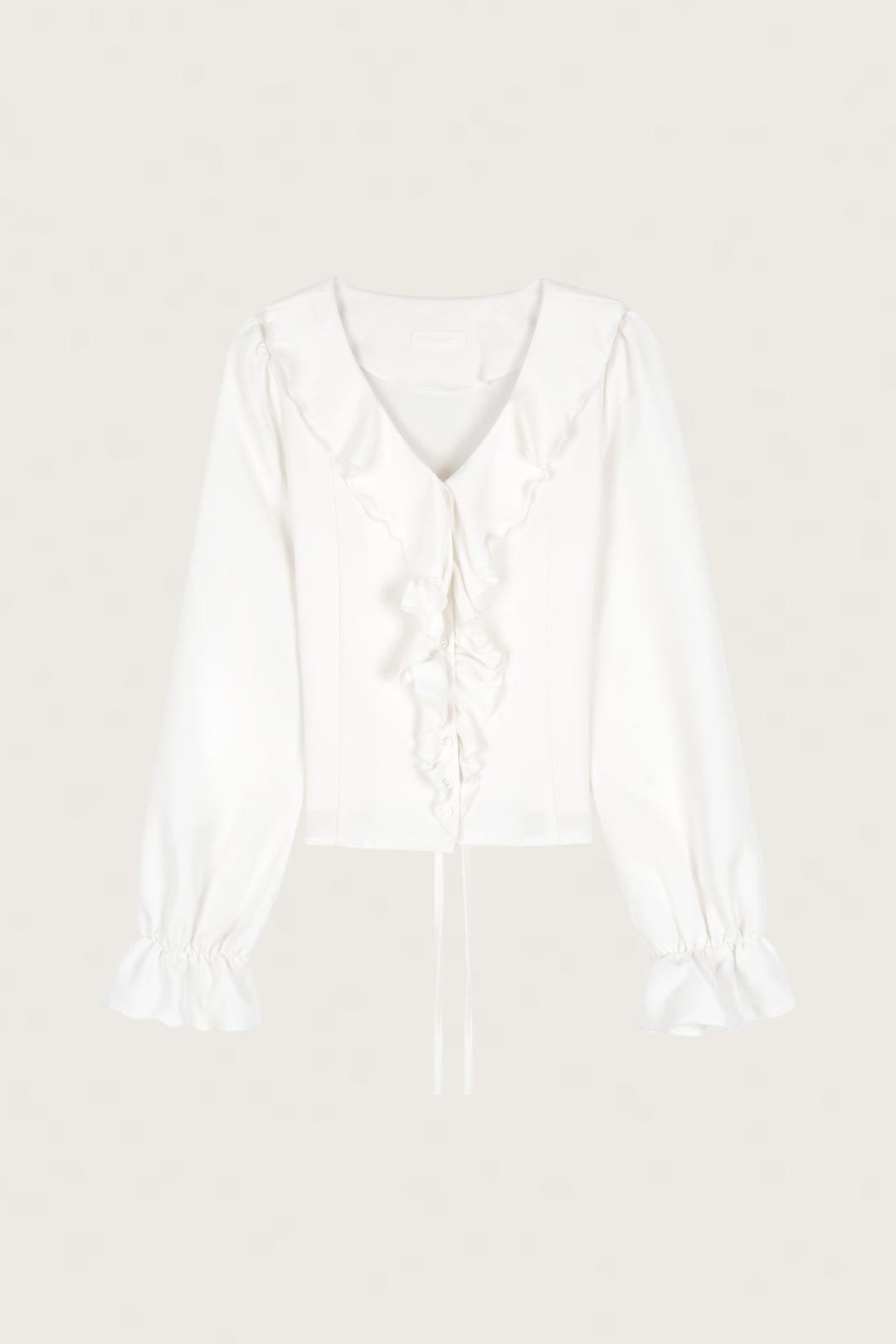 Classic Rosy Chiffon Blouse, Ivory