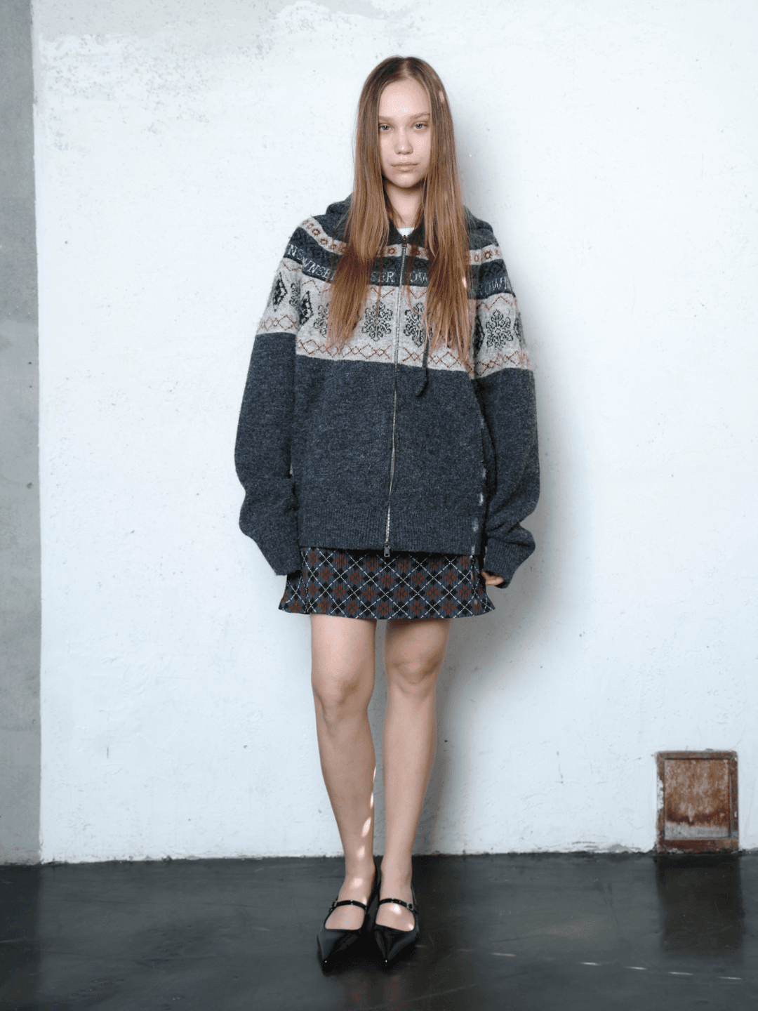 Hazelnut Nordic Knit Hooded Zip-Up_Unisex Ver.