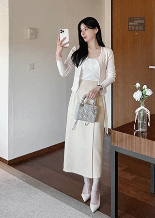 봄신상💛 더블 디링 스트랩 롱 스커트