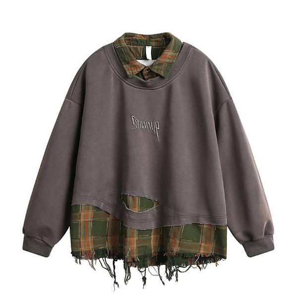 Check Layered Lettering Embroidery Damages 2Color MTM (4628)
