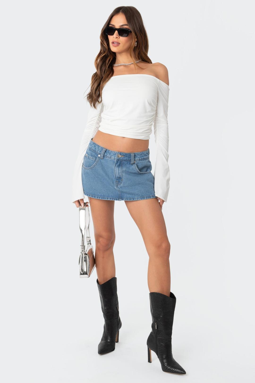 Corey Off The Shoulder Gathered Top - WHITE / XS