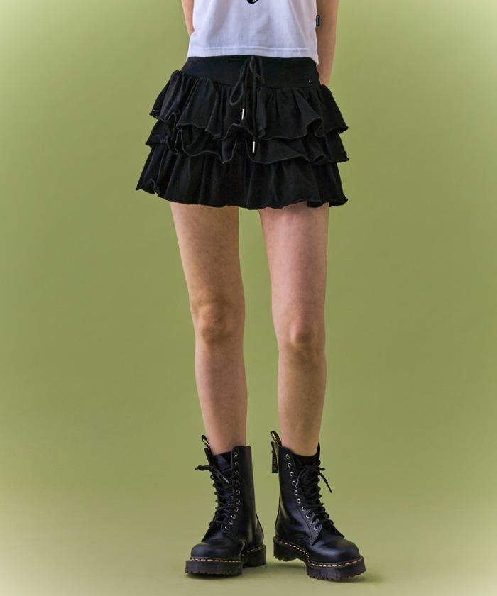 [NF] PUFF SWEAT CANCAN MINI SKIRT_(BLACK)_F24QD874