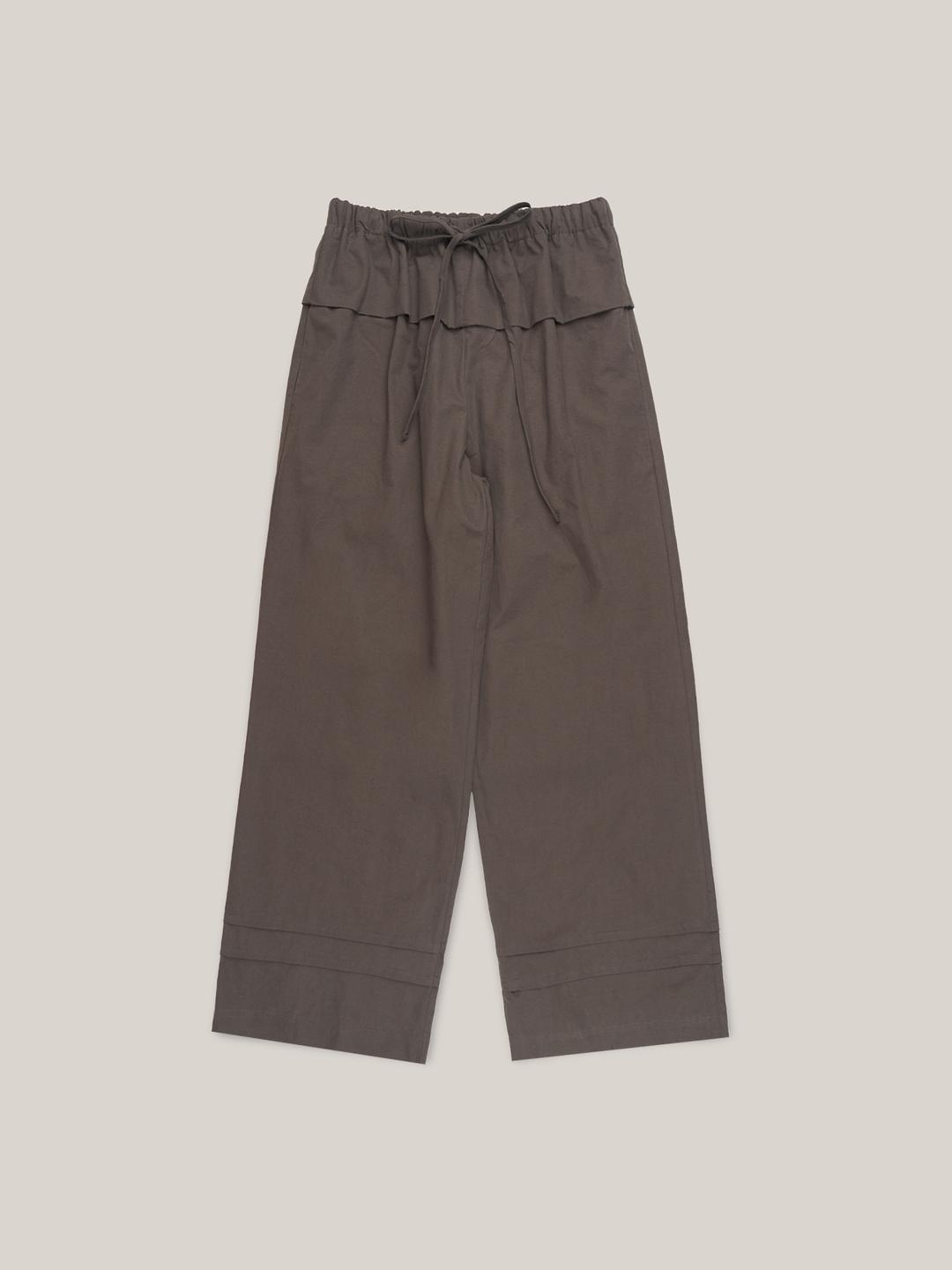 COTTON FRILL PANTS  [ CHARCOAL ]
