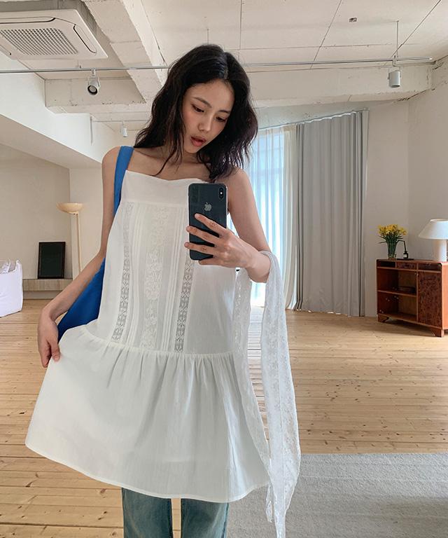 데일리쥬 [🍉썸머/MADE] 미뉴엣 레이스 코튼 미니 원피스
