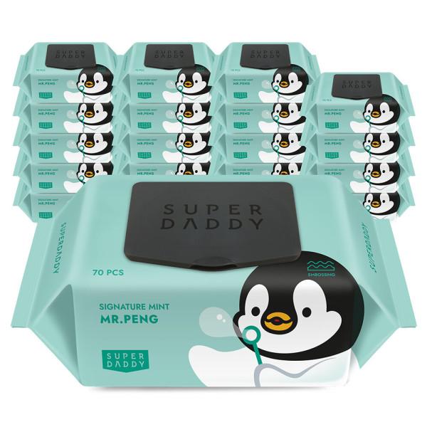 아기물티슈 (연휴특가 한정수량 18910원) 70g 고평량 시그니처 미스터펭 민트 캡형 70매 20팩 (70g)