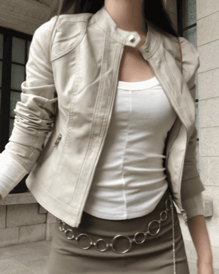 noble slim leather jacket (2color)