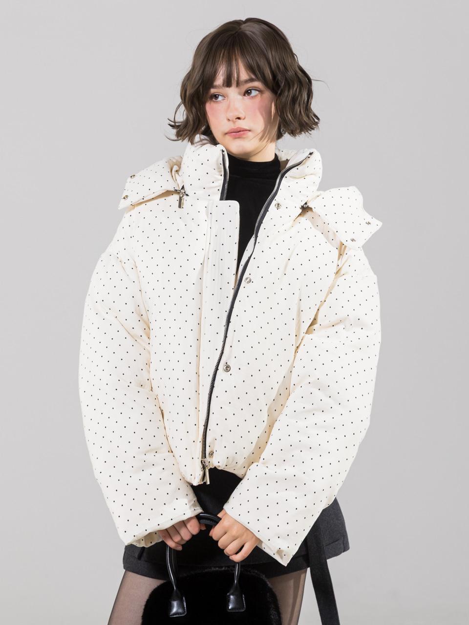 Dot Creamy Puffer Jacket