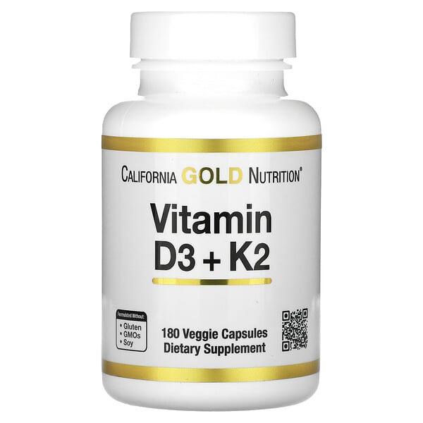 California Gold Nutrition, 비타민D3 + K2, 베지 캡슐 180정