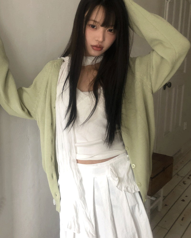 원더원더 [6color/데일리💗]  도안 백포인트 레터링 브이넥 니트 가디건