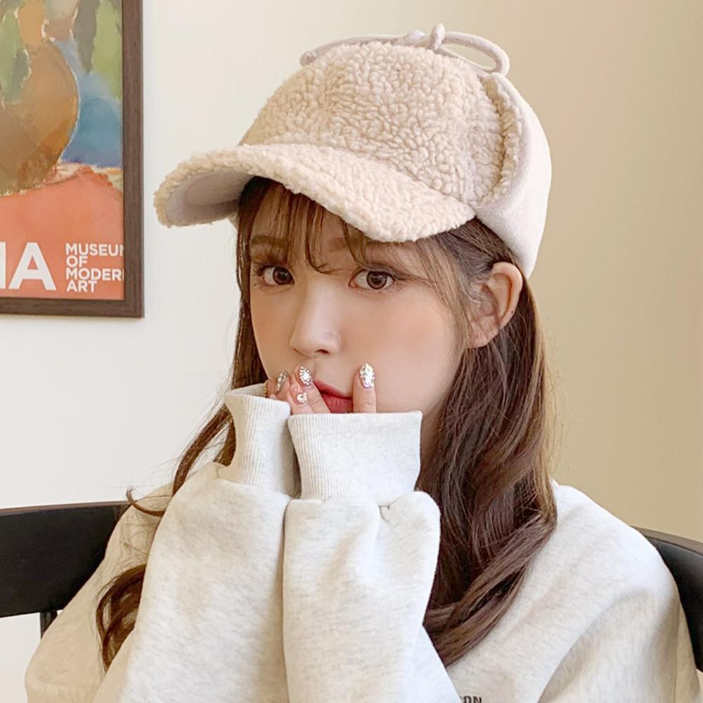 후리스 뽀글이 리본 귀달이 방한 겨울 양털 군밤모자