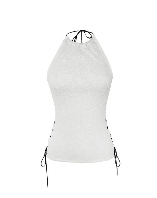 Leather String Sleeveless In White