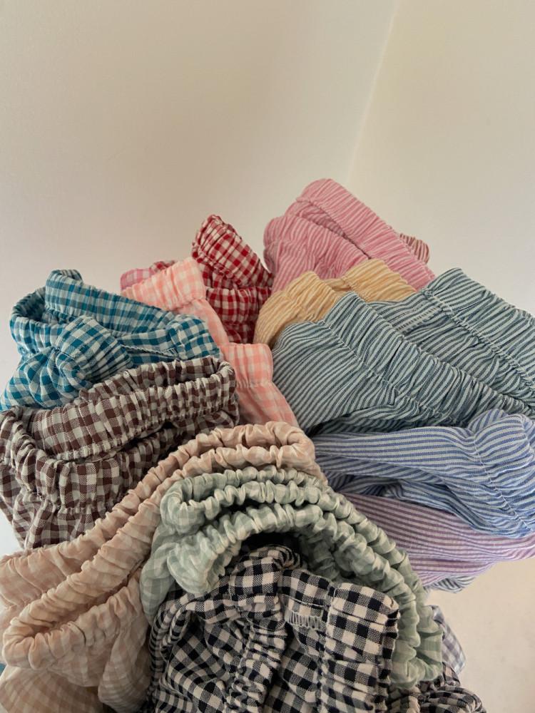 16종 지지미 여름 잠옷 반바지 체크 스트라이프 시어서커