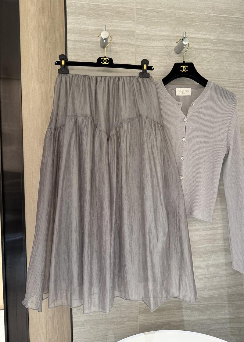 셀린 에어리 링클 쉬폰 캉캉 스커트 (그레이 블랙 아이) 강추*