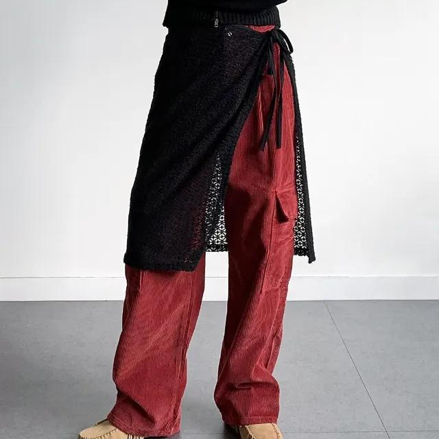 눈꽃 레이스 니트 랩 레이어드 스커트