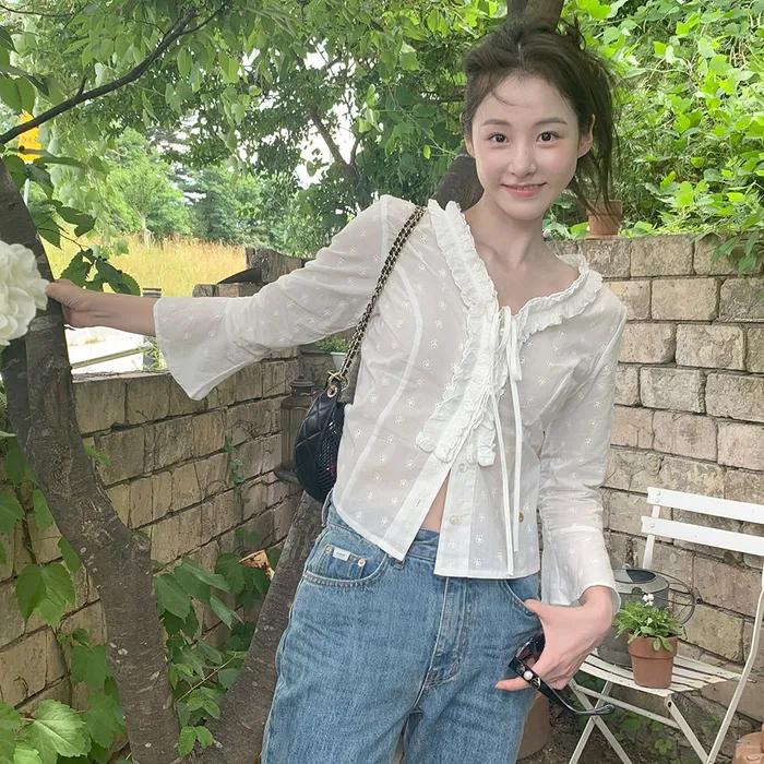 (2차_)Ruffle floral open blouse_ivory
