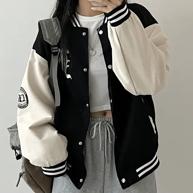 키츠 가을 간절기 봄 루즈핏 바시티 야구 항공 점퍼 꾸안꾸 잠바 자켓 아우터 / 오버핏 스트릿 빈티지 대학생 개강룩 데일리 여리핏 데이트룩 가을코디룩