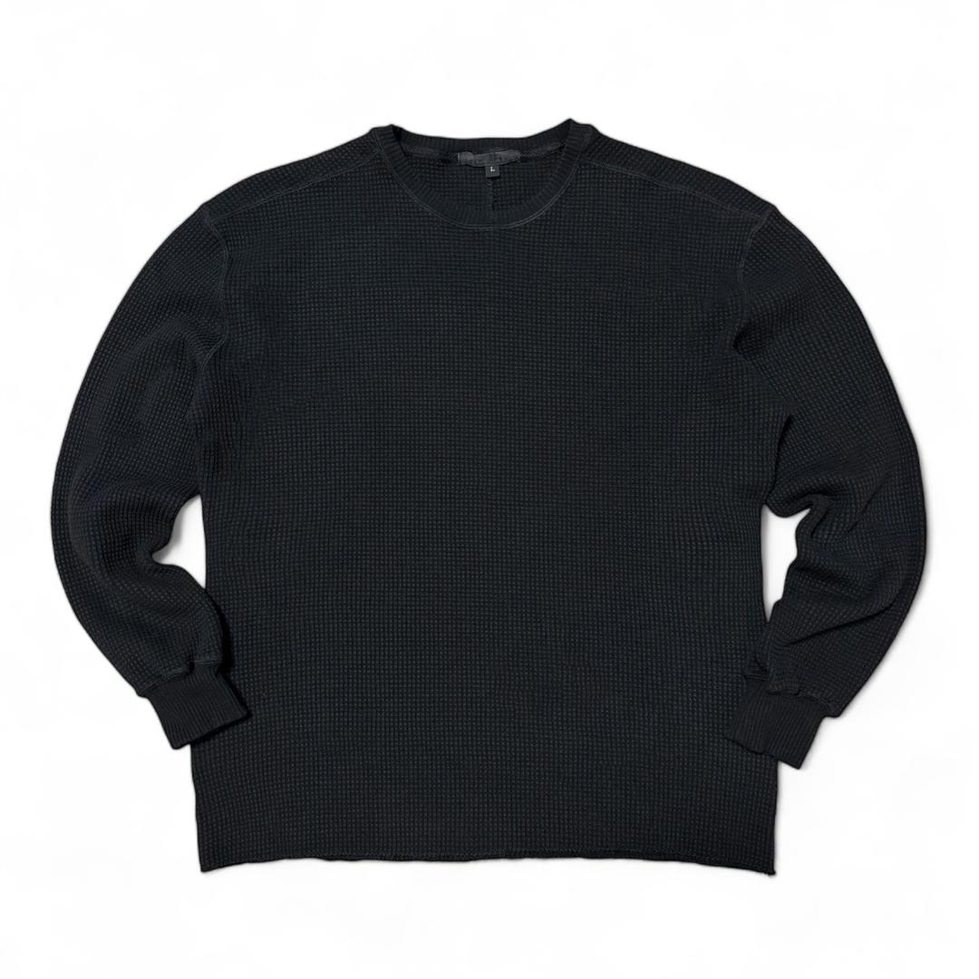 90's Vintage Black Faded Thermal Sleeve T-shirts