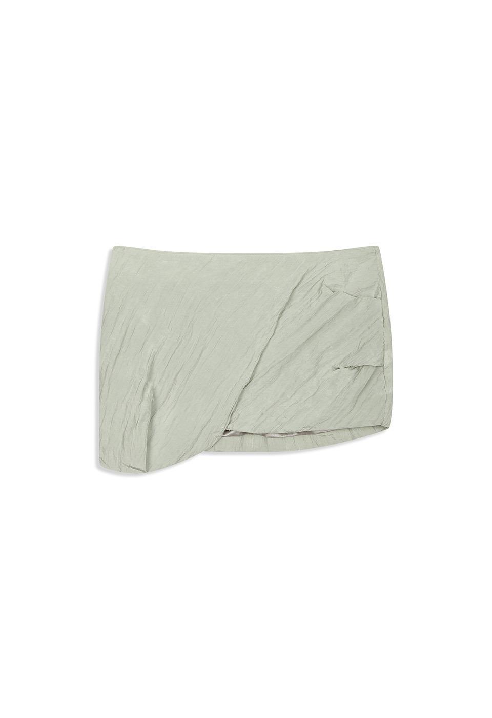 CRINKLED GATHER MINI SKIRT, MINT
