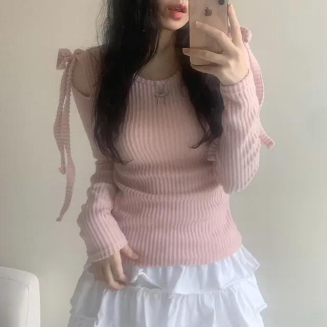 [주문폭주] 리본 골지 트임 티 (3color)