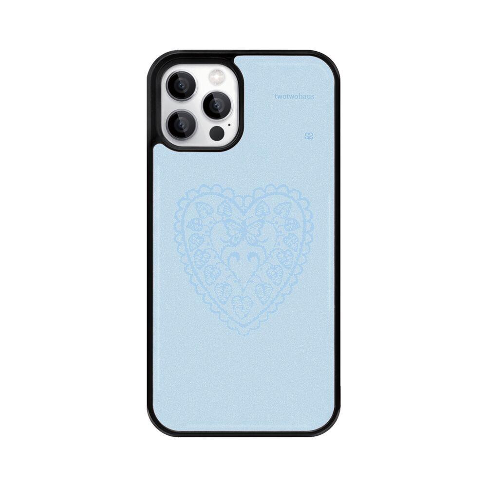 heart lace epoxy case - sky blue