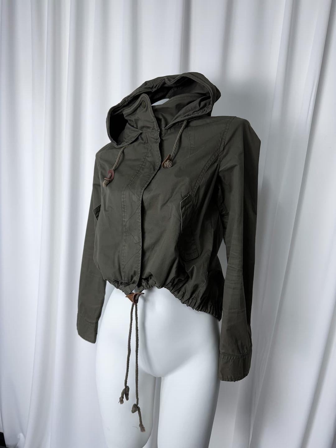 Khaki string cotton crop jacket  | 후루츠패밀리