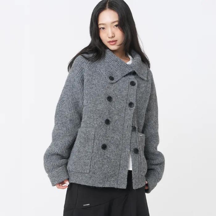 Double button bold knit GREY