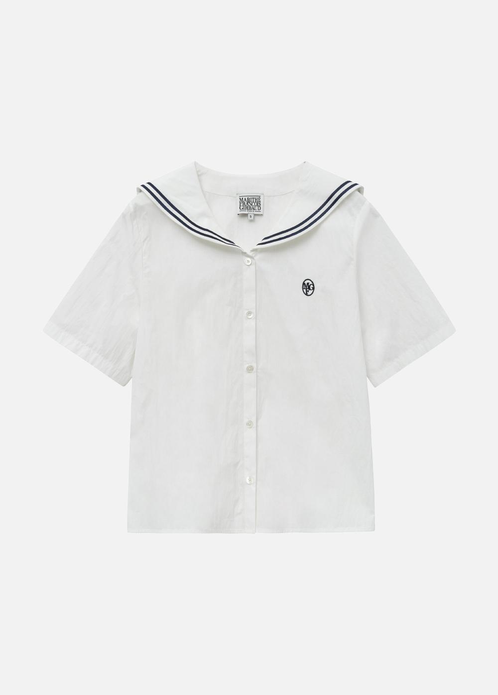 W MARINE HALF SLEEVE SHIRT white
