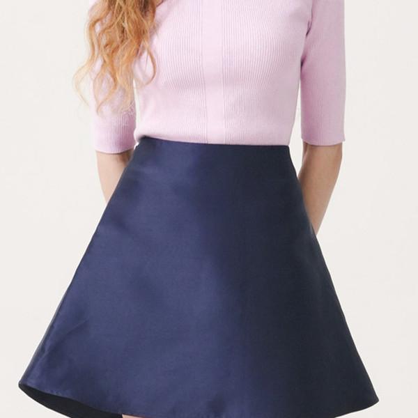 A-LINE SATIN MINI SKIRT - NAVY