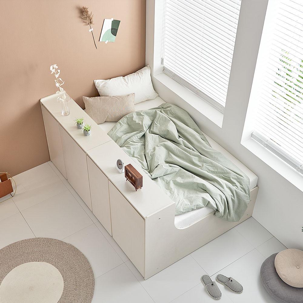 리버퍼니쳐 에비앙 파티션 수납 SS 침대프레임 RZ0530