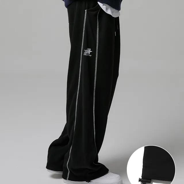 [기모 S,M,L 사이즈 12월6일 예약배송] [기모선택] 스티치 와이드 스웨트 팬츠 [블랙]