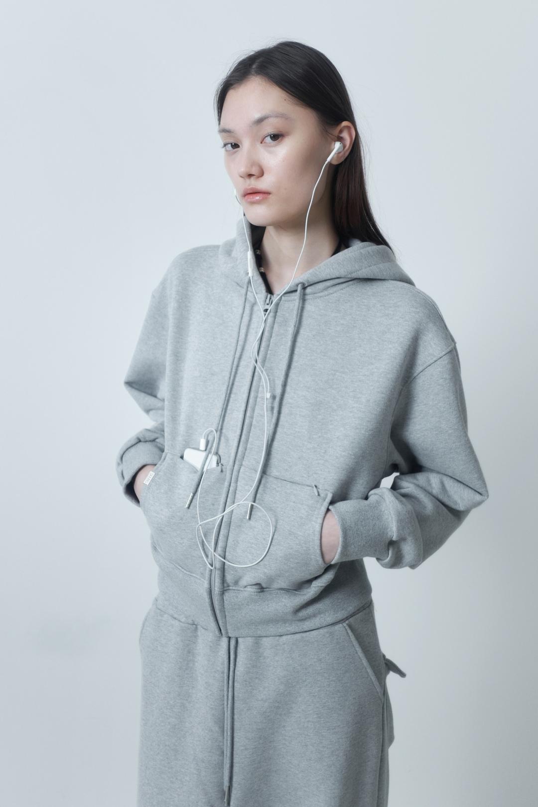 ZIPPER POCKET HOODIE / GRAY