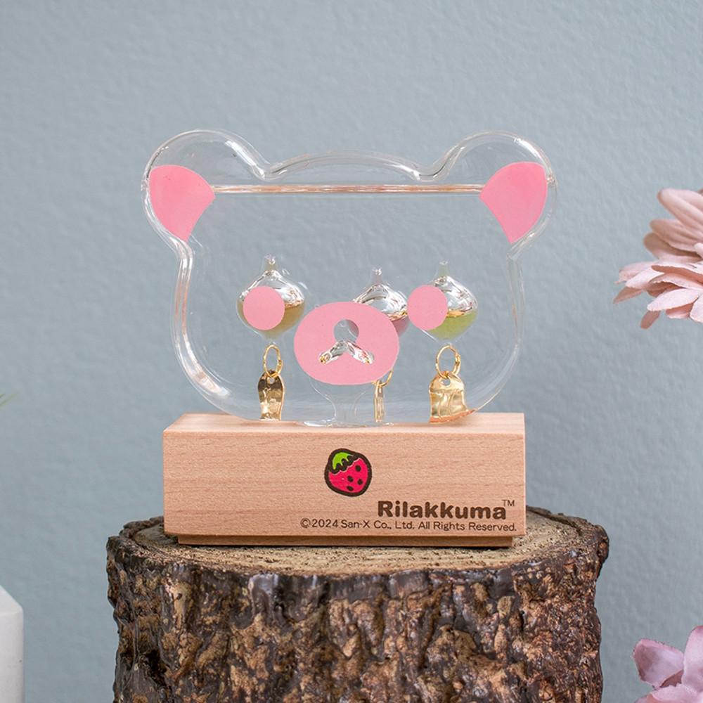 코리락쿠마 핑크 스톰 글라스 유리 플로트 온도계