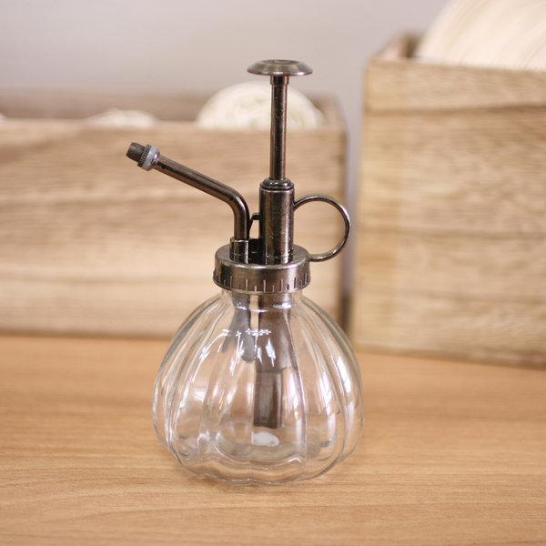 엔틱 라탄 분무기 투명 유리 화분 물뿌리개 라탄분무기