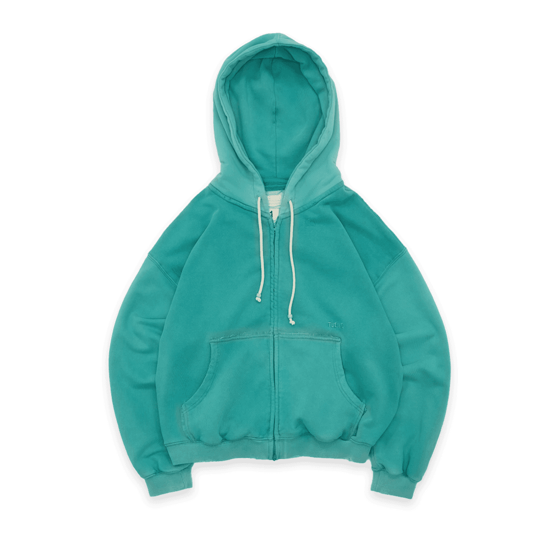 tuewid classic embroidery set up zip-up in turquoise