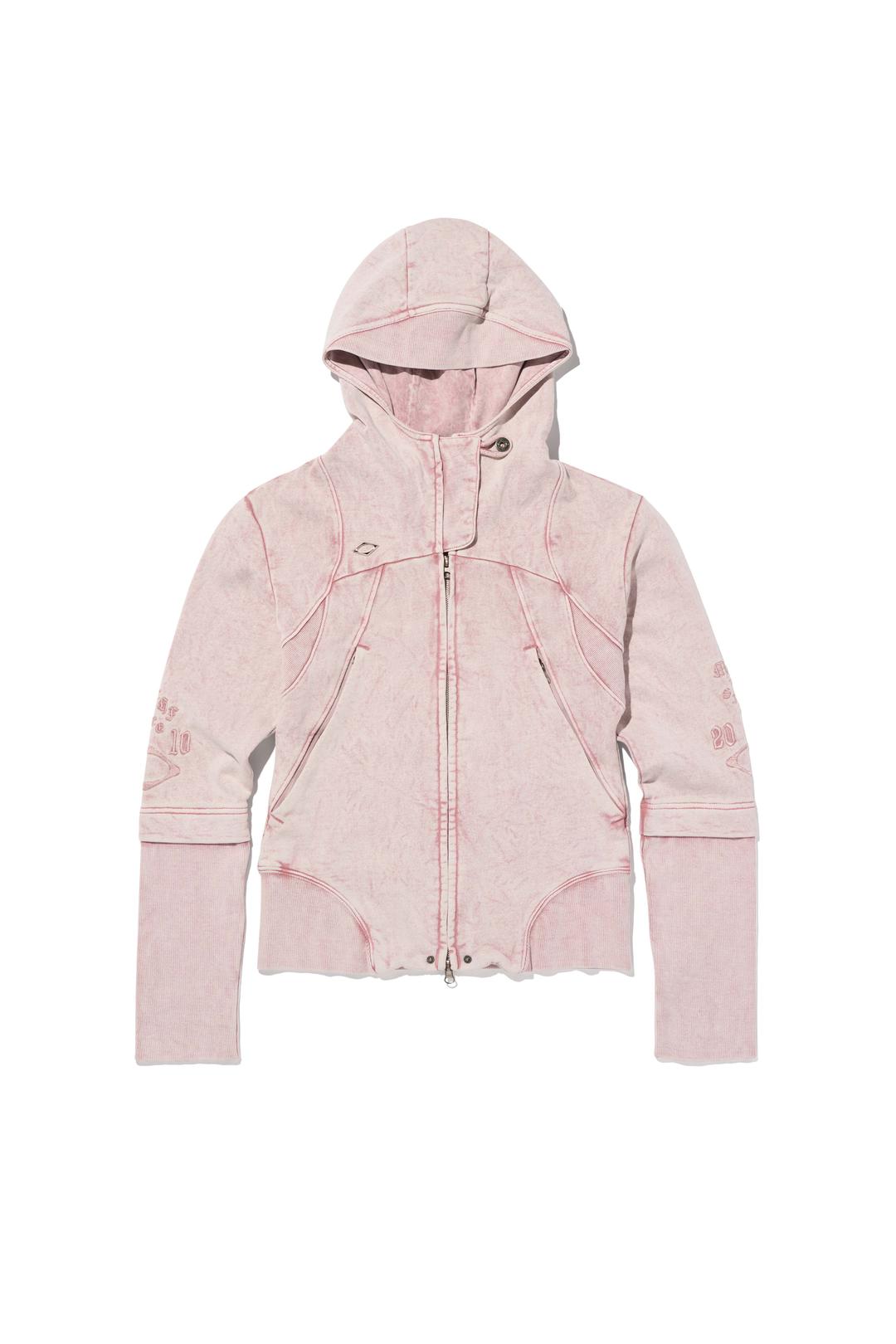 CUT OFF HOODIE_WASHED PINK BROWN