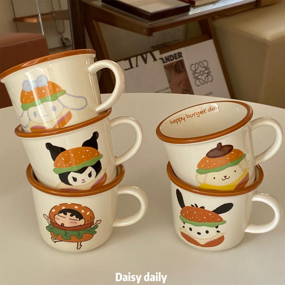 귀여운 캐릭터 해피버거데이 머그컵 300ml 산리오 짱구 빈티지 도자기 머그