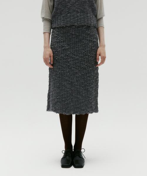 BOLD KNIT WOOL SKIRT [GREY]